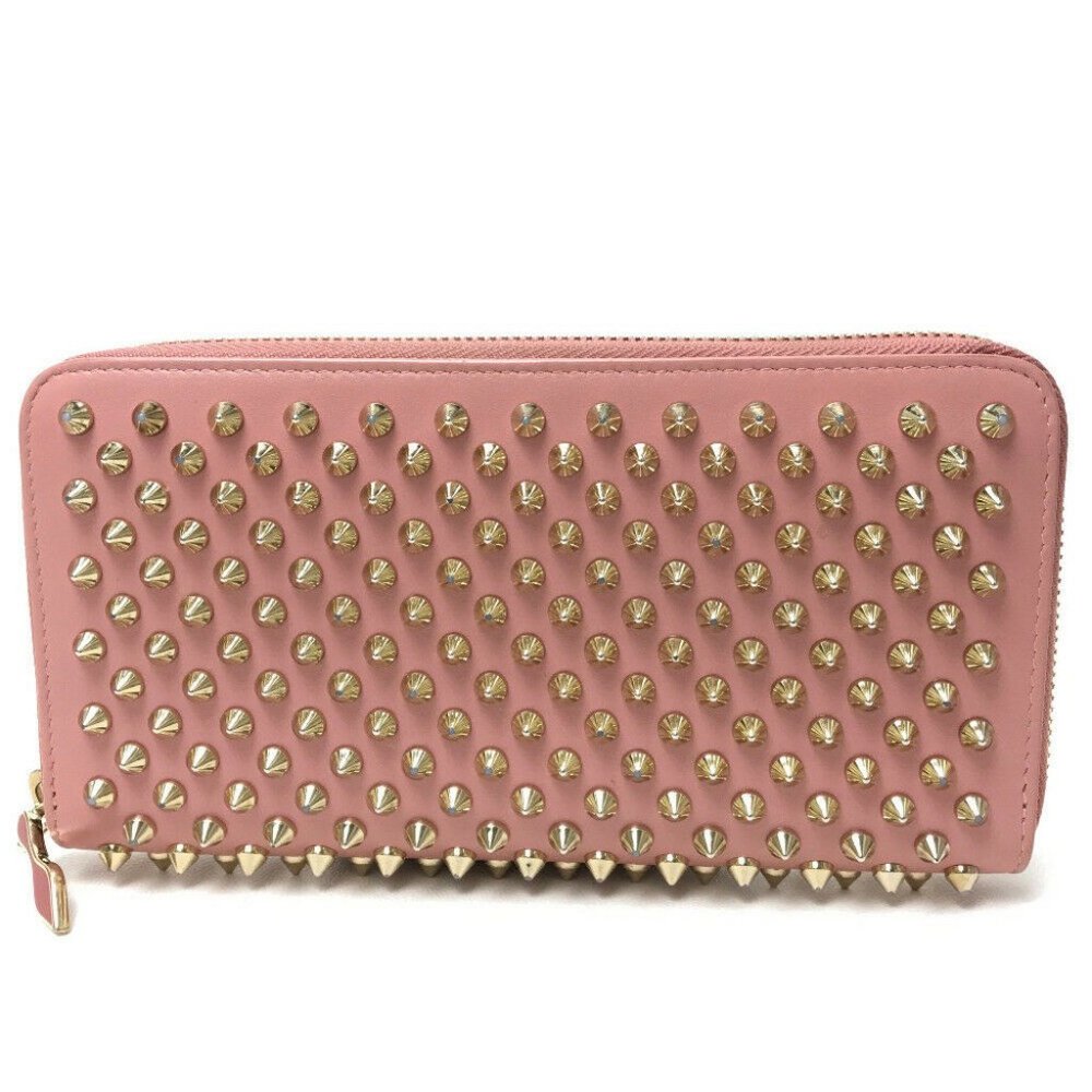 Authentic CHRISTIAN LOUBOUTIN 1165065 Panettone spike studs Zip Around Long Wall